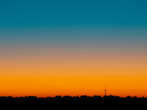 Panorama of Kyiv on sunset